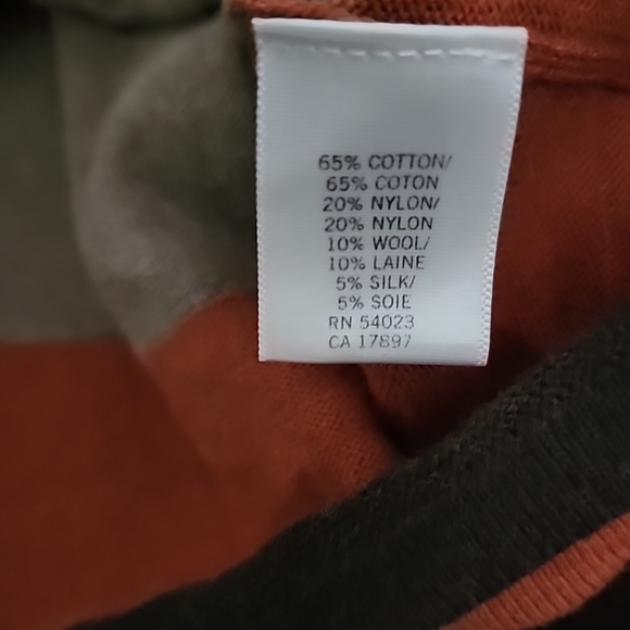 Banana Republic Orange Navy Brown Gray Striped Pullover Sweater Women Sz Large - Picture 4 of 5